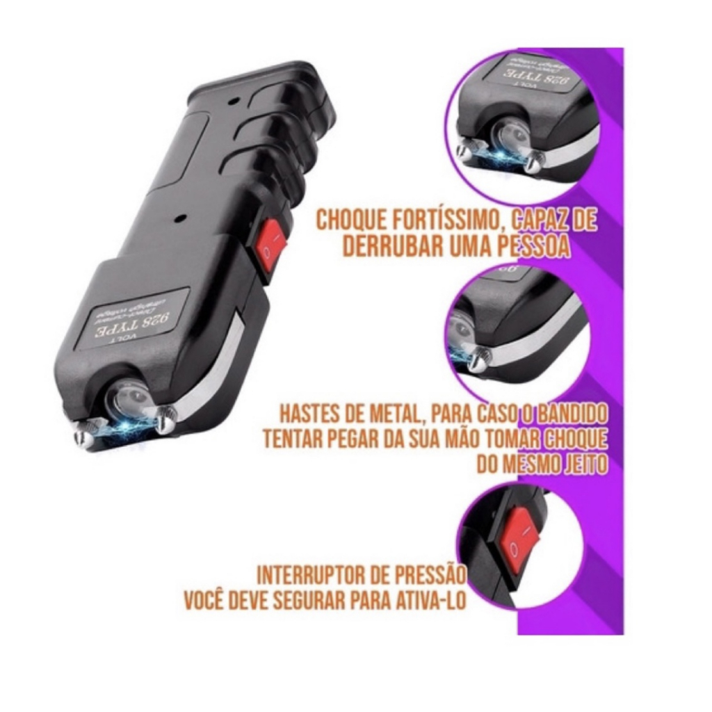 Lanterna Taser Iluminação Potente Recarregável Prática E Segura