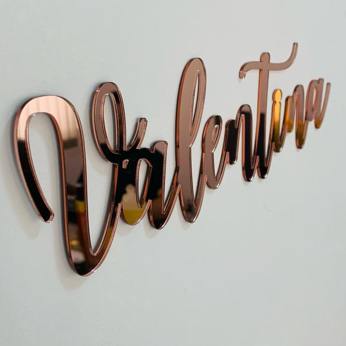 1 Nome Personalizado em Acrílico Espelhado 10cm