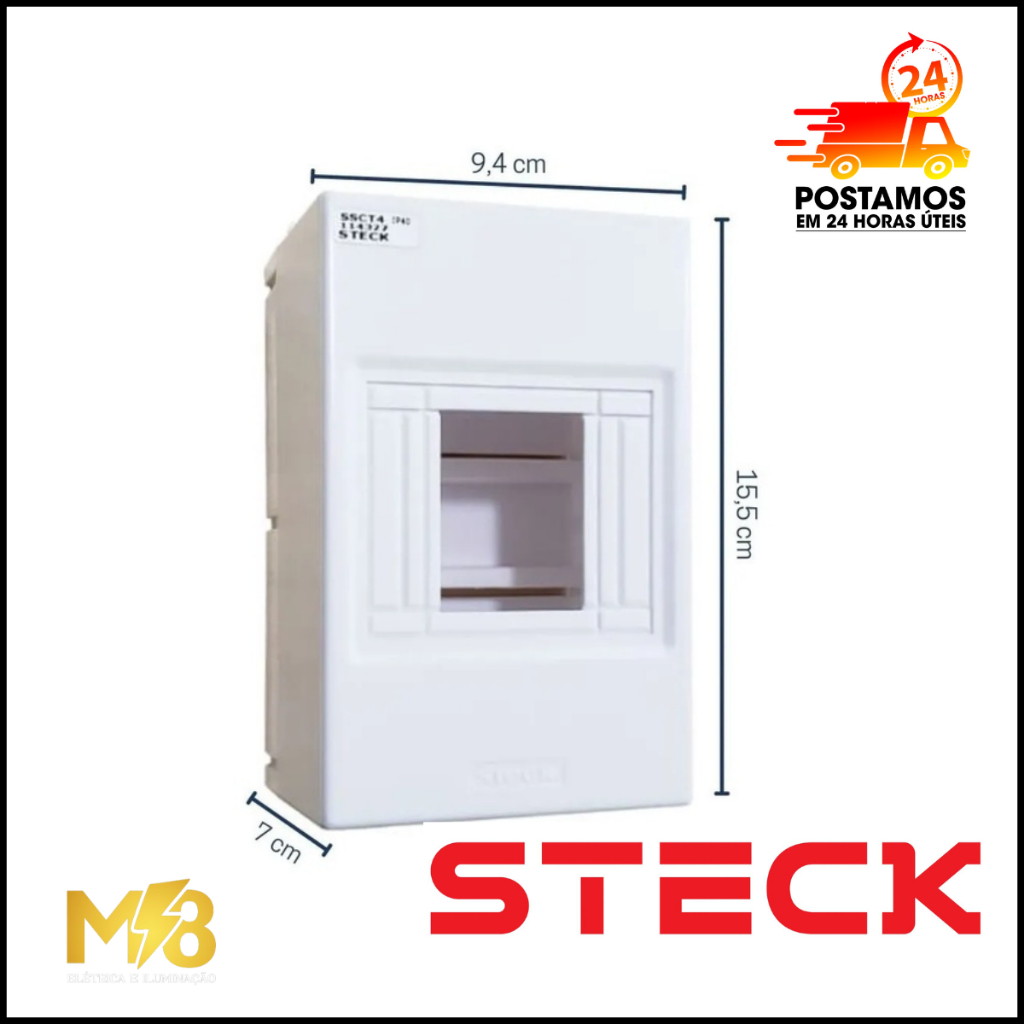 Quadro de Distribuição Sobrepor Para 4 Disjuntores Steck | Shopee Brasil