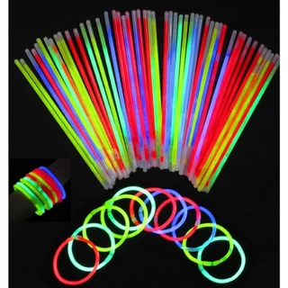 Kit 100 Unidades Pulseiras Neon Alto Brilho Fluorescente P/ Festa Balada Coloridas Brilha no Escuro Acompanha Conectores