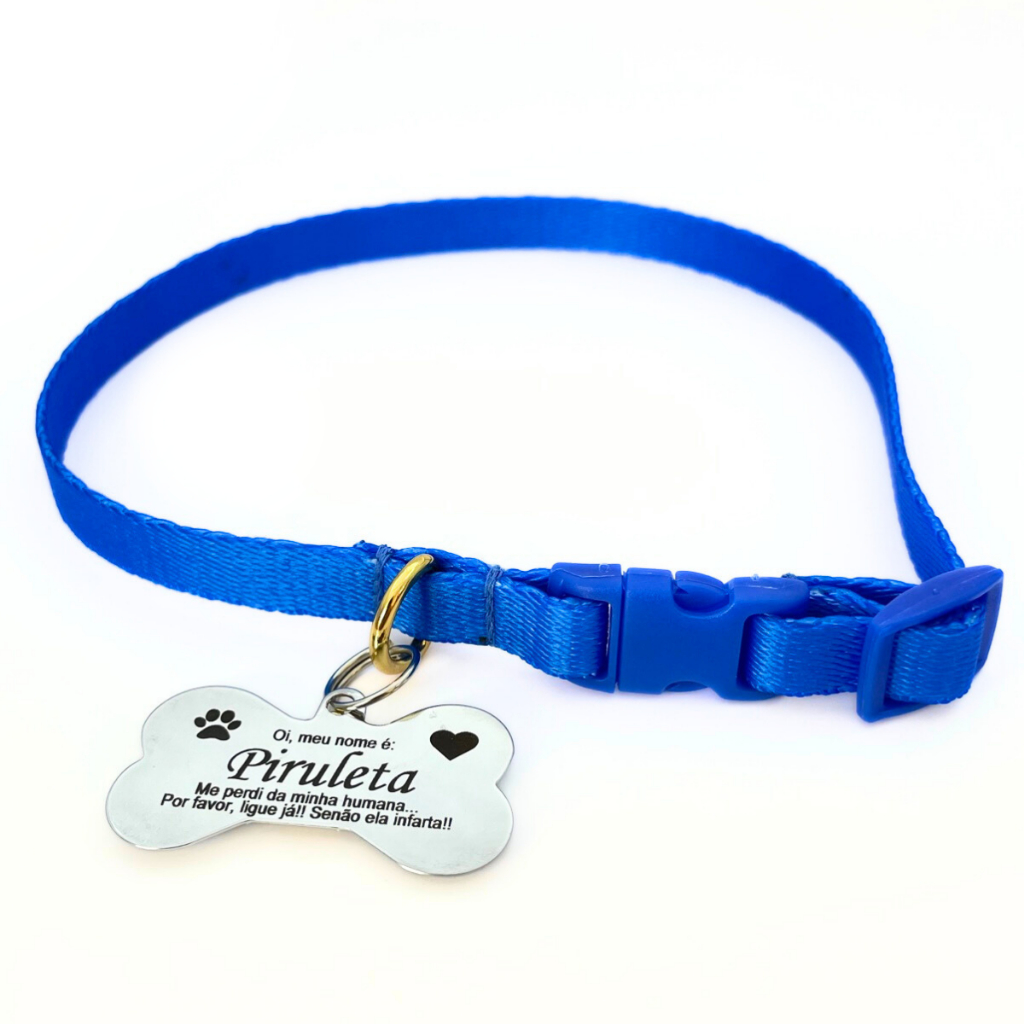 Coleira de cachorro com nome gravado e dados do tutor | Shopee Brasil