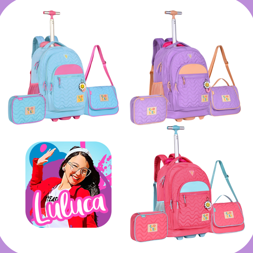 Kit Mochila Rodinha Estojo E Lancheira Luluca Original - Clio Style ...
