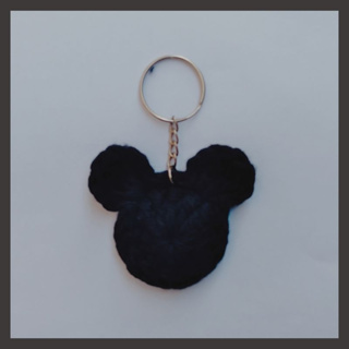 Chaveiro Mickey Em Crochê Preto 6 x 6 cm
