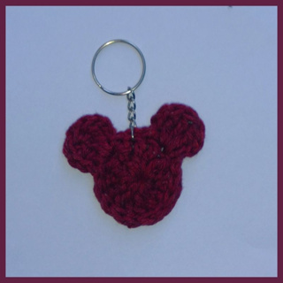 Chaveiro Mickey Em Crochê Vinho 6 x 6 cm