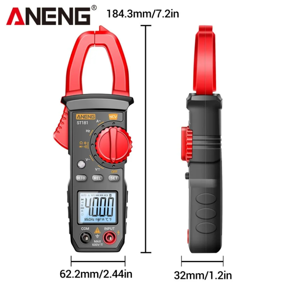 ANENGST181 Digital Clamp Meter, Multímetro, DC, Tensão AC, 4000