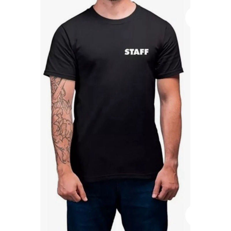 camiseta (STAFF) 100%algodão c/ escrita branca penteada 30.1 premium