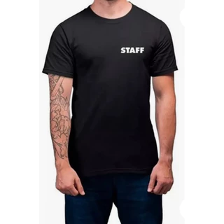 camiseta (STAFF) 100%algodão c/ escrita branca penteada 30.1 premium