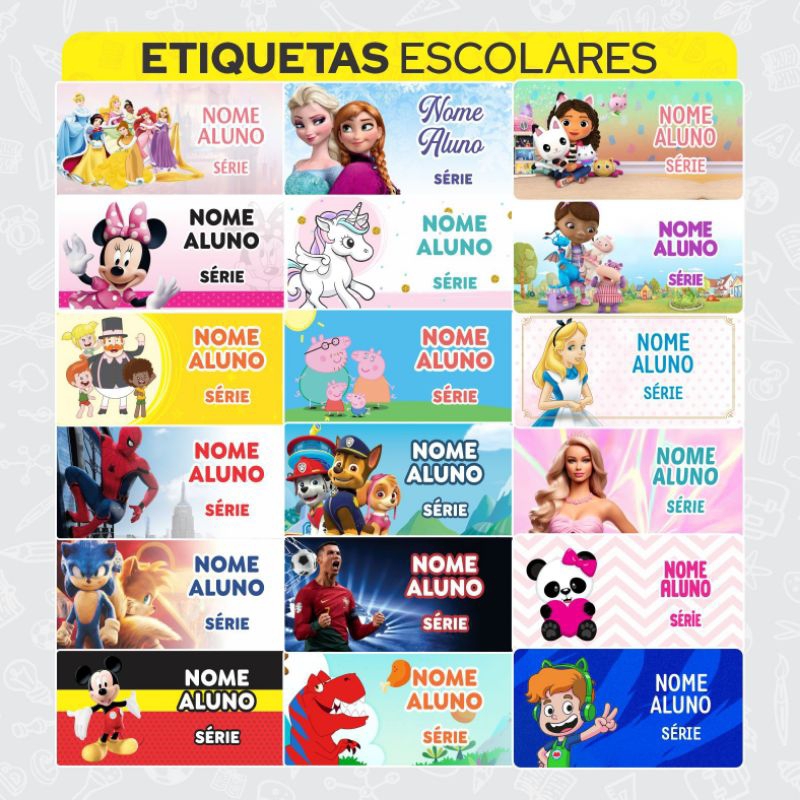 Kit 154 Etiquetas Adesivos Escolar Personalizado Prova d' Água