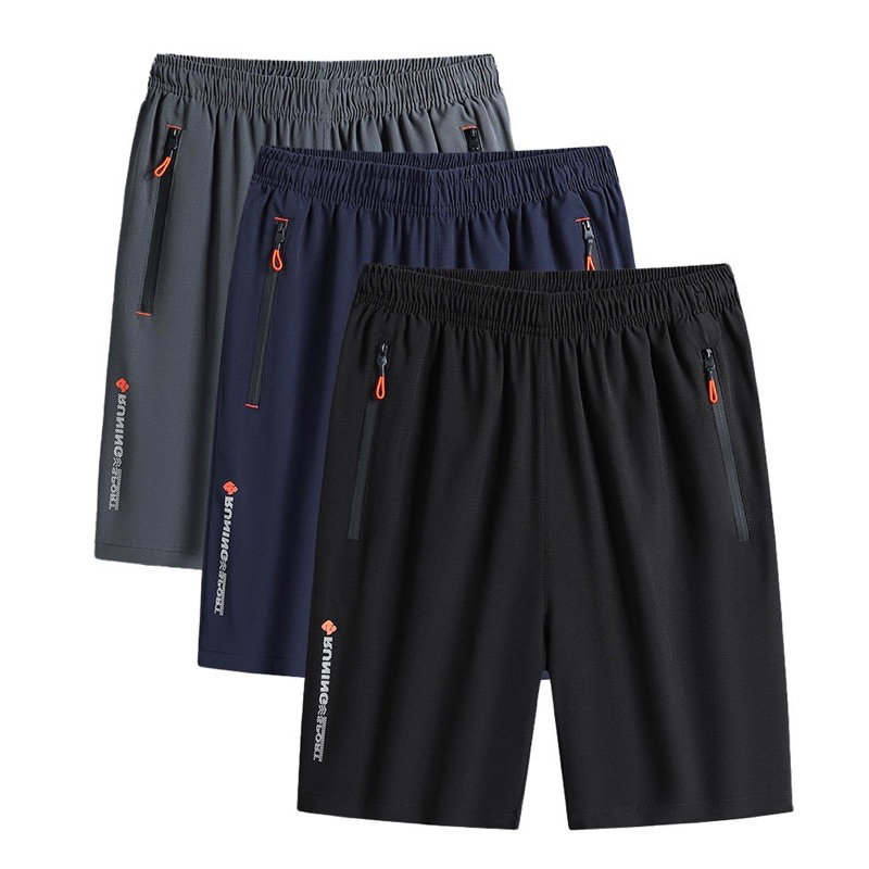 KIT 3 Peças Short Bermudas Casual Dry Fit Masculina Fina Verão De Seda Fria Esportiva Seca Rápida Respirável