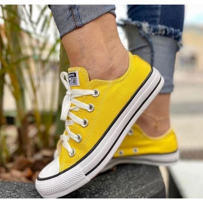 All star store amarelo cano curto