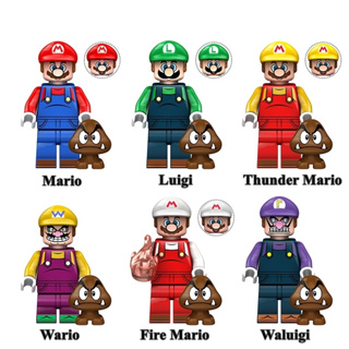 Brinquedos Super Mario Bros Minifigures Yoshi Minifigure blocos Luigi Bowser Bonecos de ação Dokey kong peach em Oferta na Shopee