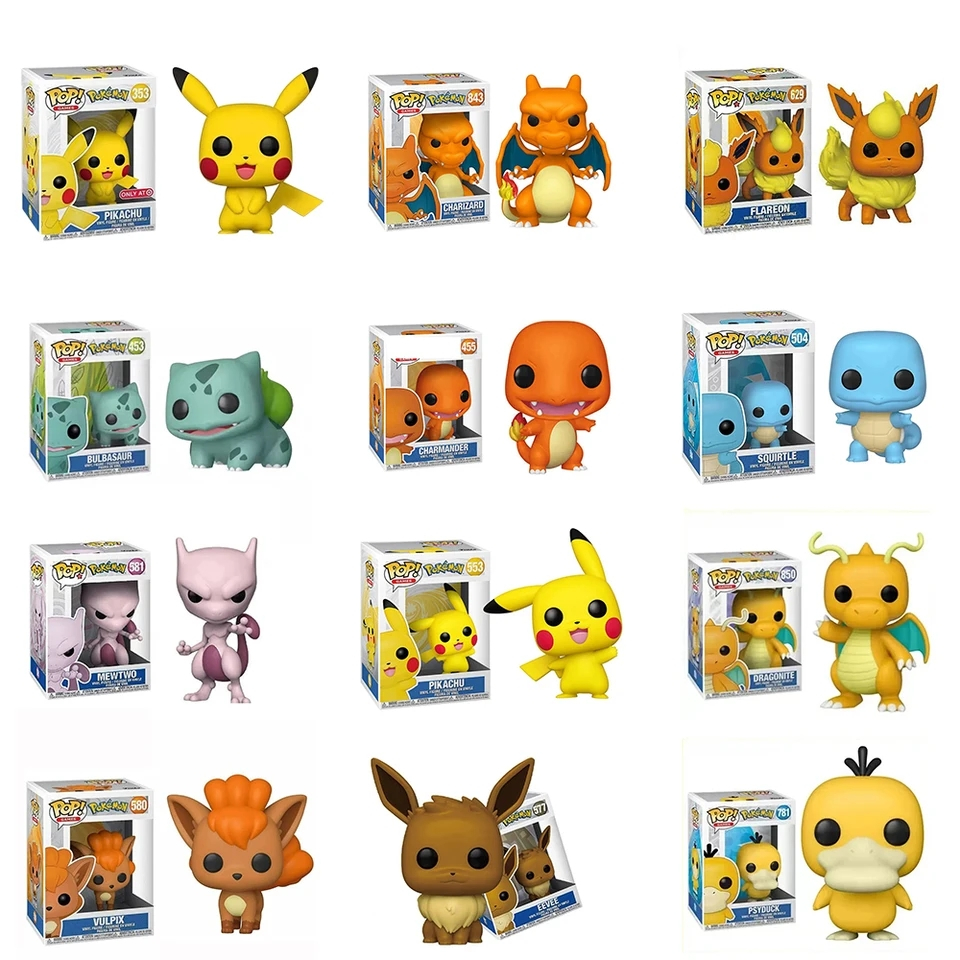 Funko Pop Pokemon Pikachu 353# 553# Bulbasaur 453# Charmander 455# Squirtle  504# Mewtwo #581# Charizard 843# Vinyl Figure Toys - Action Figures -  AliExpress