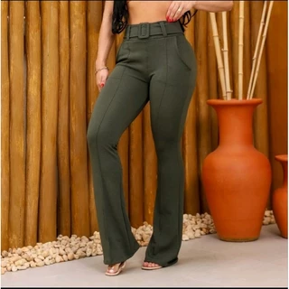 Calça Social Lycra Boca de Sino Cintura Alta