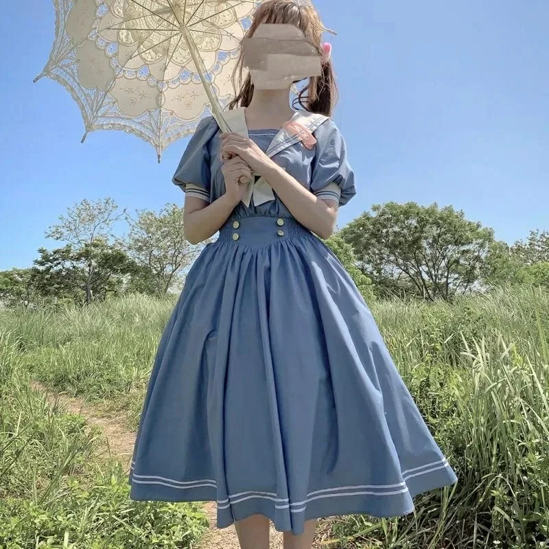 Vestido Lolita Azul claro seifuku sailor kawaii coreano japones harajuku  alternativo cosplay