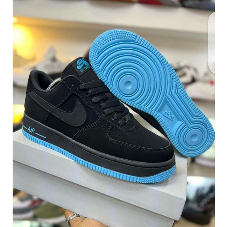 Tenis NK Air Force Lv8 2023 Novidade Super desconto Unissex Preto/Azul Camurça Refletivo