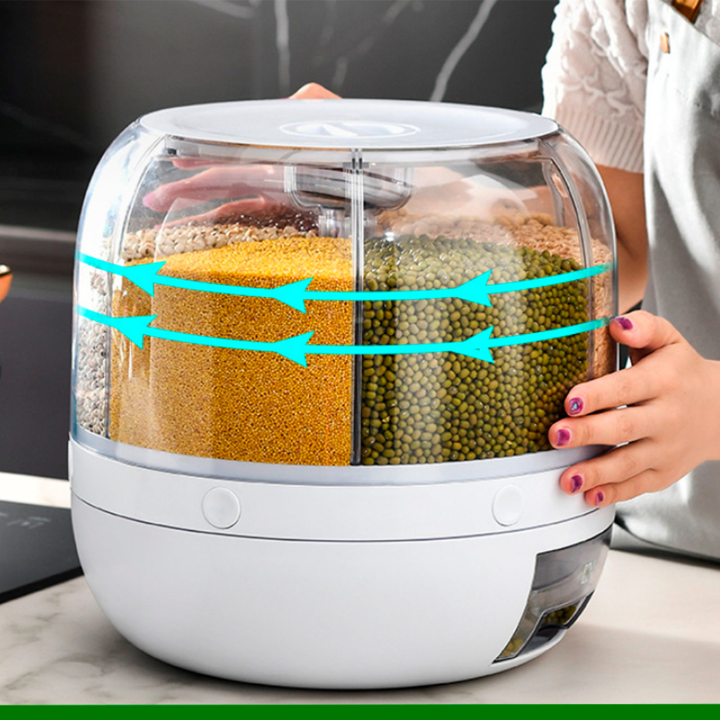Dispenser Grande De Armazenamento De Alimentos Giratória Organizador De Cereais Recipiente Doméstico