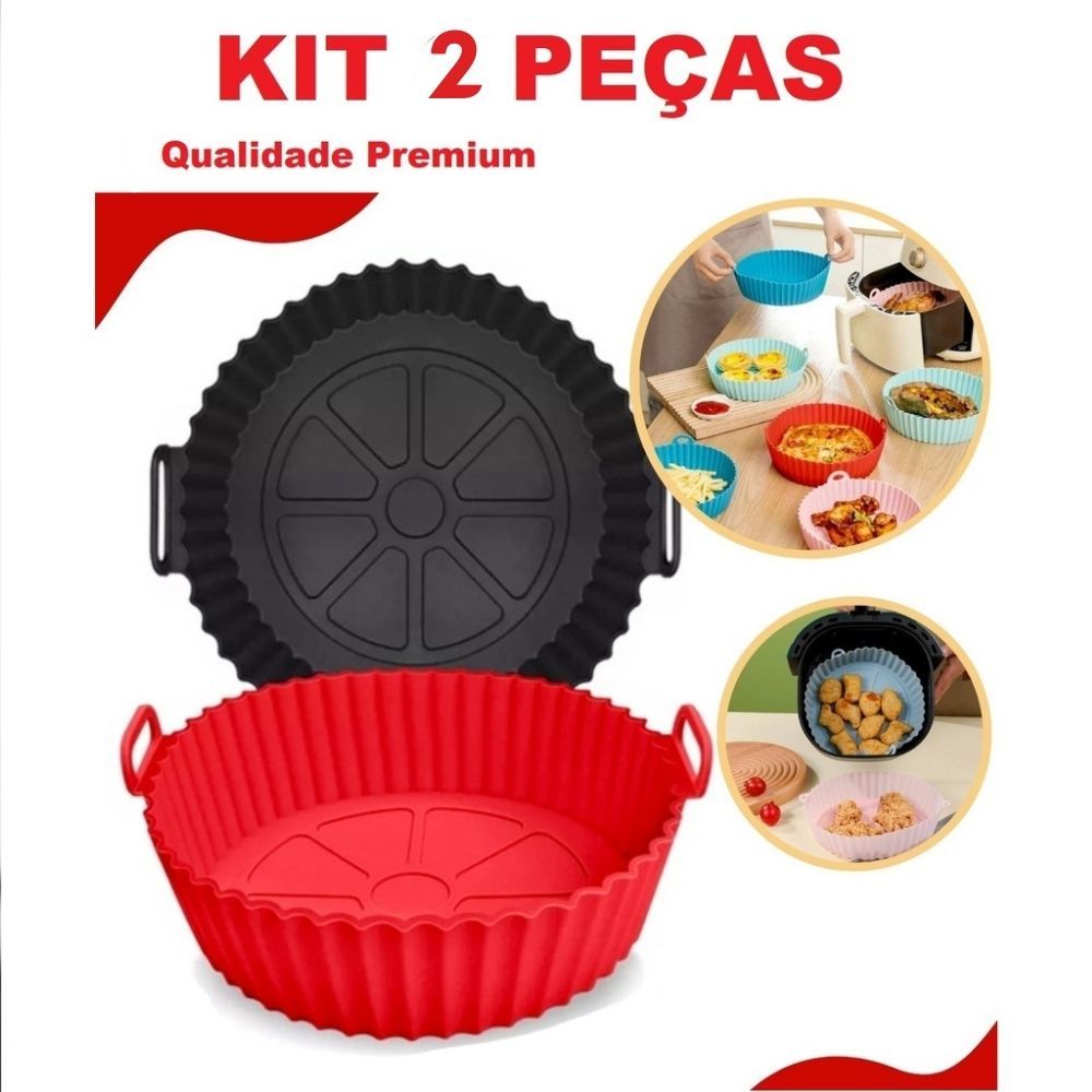 Kit 2 Forma Redonda air fryer De Silicone Cores Aleatórias