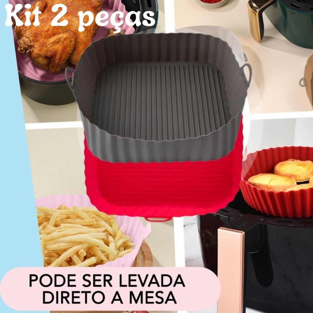 Kit 2 Forma quadrada air fryer De Silicone Cores Aleatórias