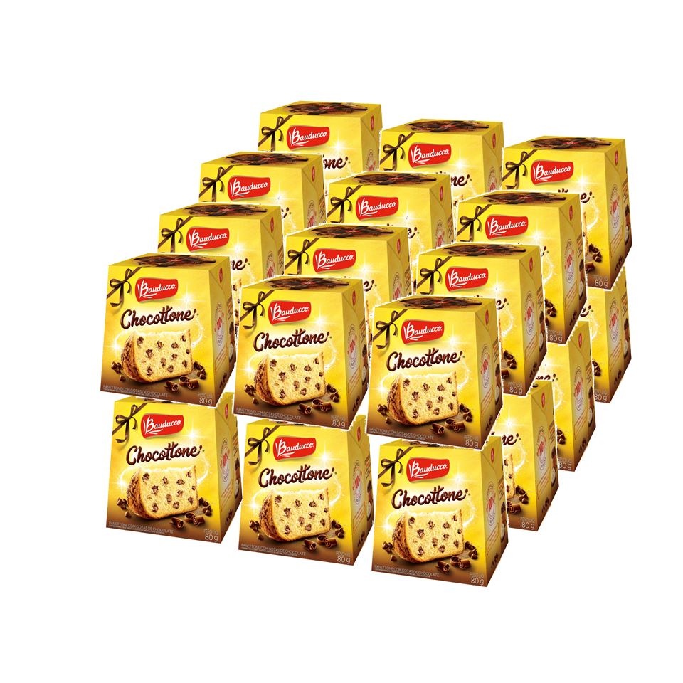 Caixa 24 Mini Chocottone Bauducco 80g Panettone Gotas De Chocolate 80