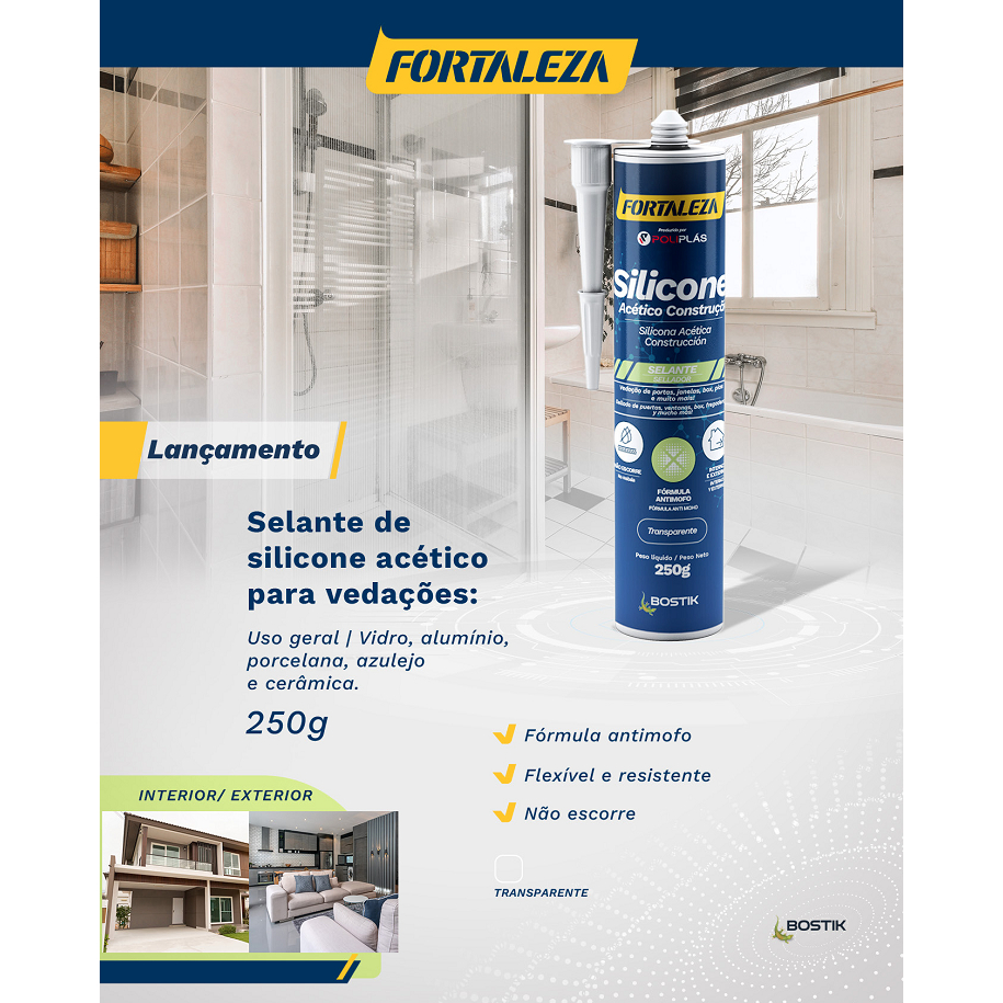 Silicone Acetico Construção Incolor Fortaleza / Poliplas 250G | Shopee ...