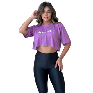 Blusa Cropped Dry Fit Academia Manga Curta Tecido Furadinho Tela Fitness Básico Feminina