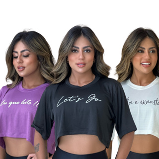 Kit 3 Blusa Cropped Feminina Academia Dry Fit Fitness Básica