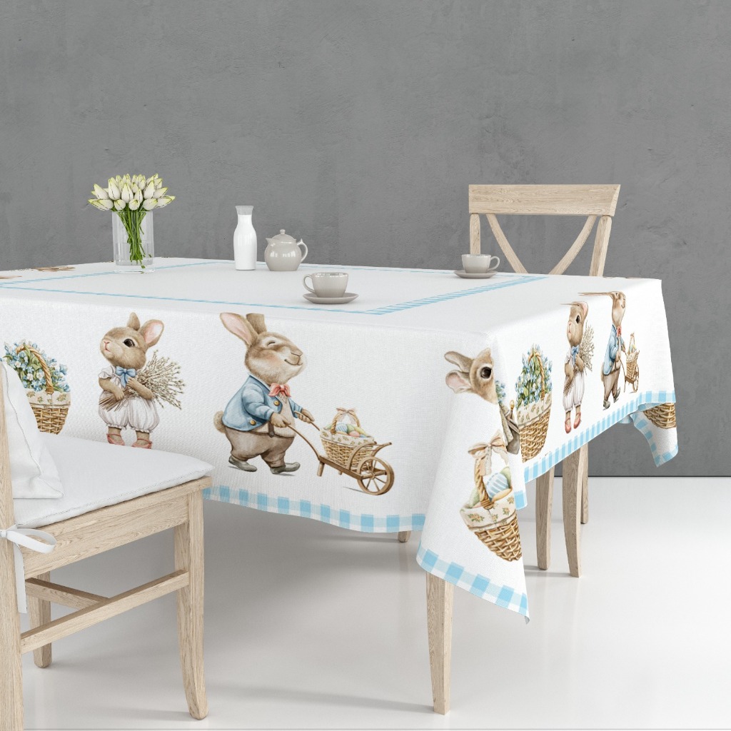 Toalha de Mesa Retangular para 6 lugares Páscoa Encantada 2.20x1.50m (Cozinha, Decoração, Estampada)