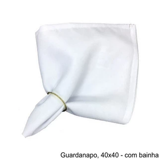 KIT 10 Guardanapos em tecido Premium - Acabamento em overloque - Tamanho 35 X 35cm - cor Branco
