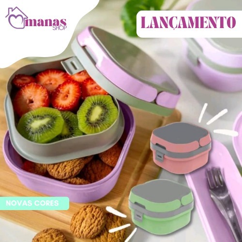 Marmitinha Kids Pote Com Alça e Divisória Escolar Lanche Plasvale