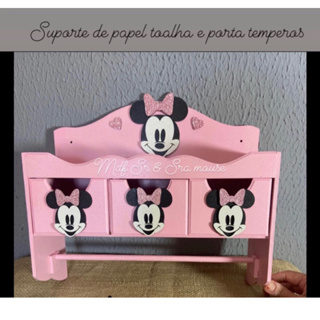 suporte para temperos e papel toalha minnie e mickey