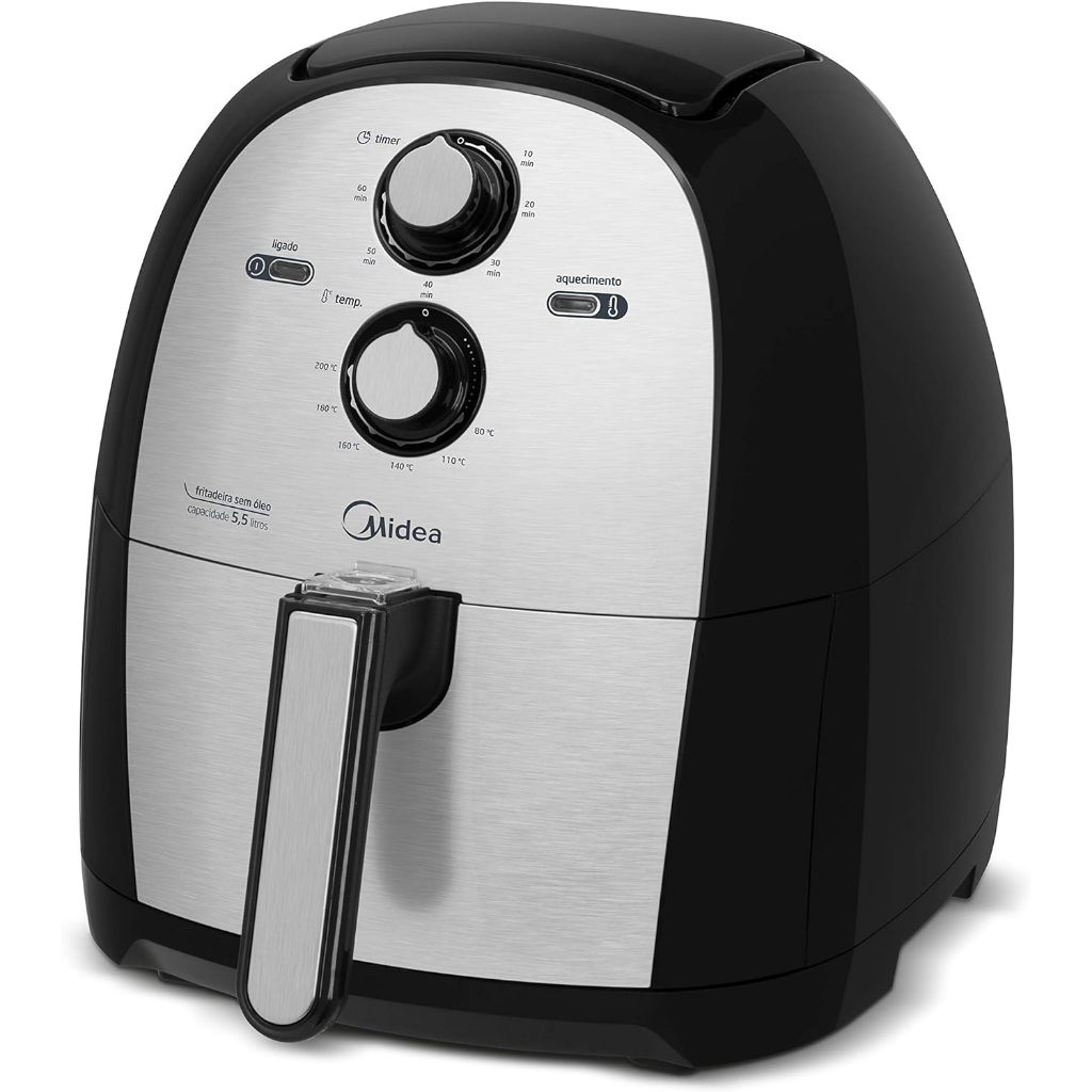 Fritadeira Air Fryer Sem Óleo Midea, 5,5 litros, 220 Volts, Family Prata/Inox