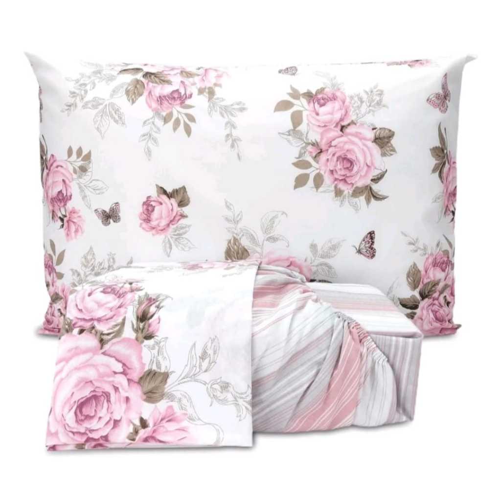 Jogo de Lençol Casal 4 Peças Estampado Cama Box.