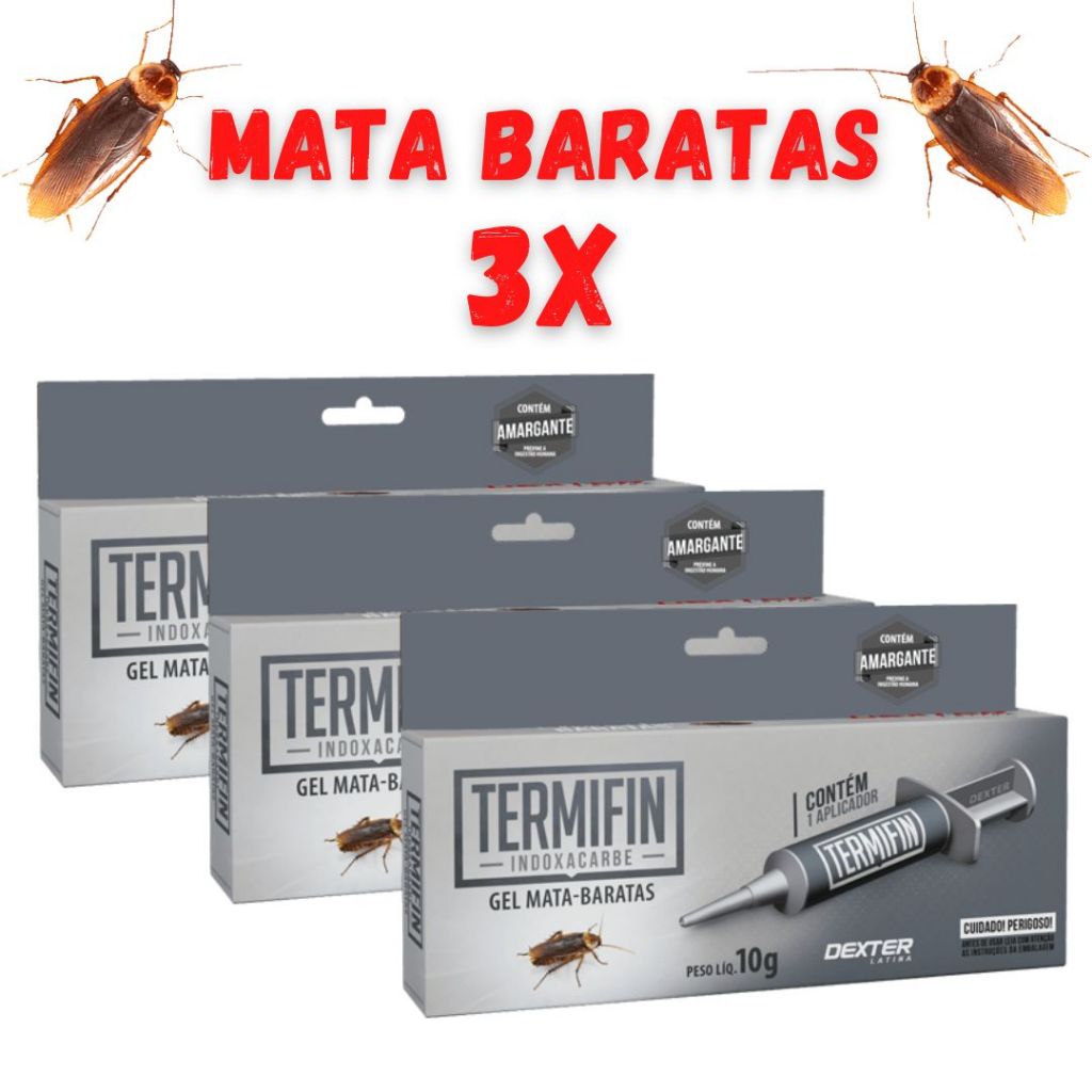 3 Termifin Gel Repelente Elimina Baratas - Dexter 10g uso doméstico