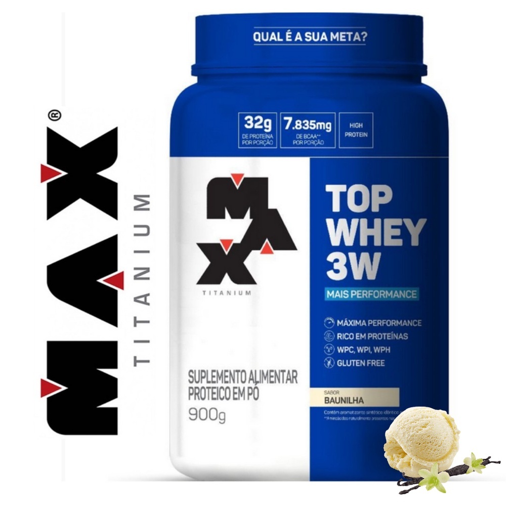 Top Whey 3W - Mais Performance 900g (Max Titanium) | Shopee Brasil
