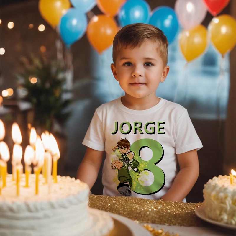 Camiseta Personalizada Ben 10 Seu Nome e Idade Desenhos Menina e