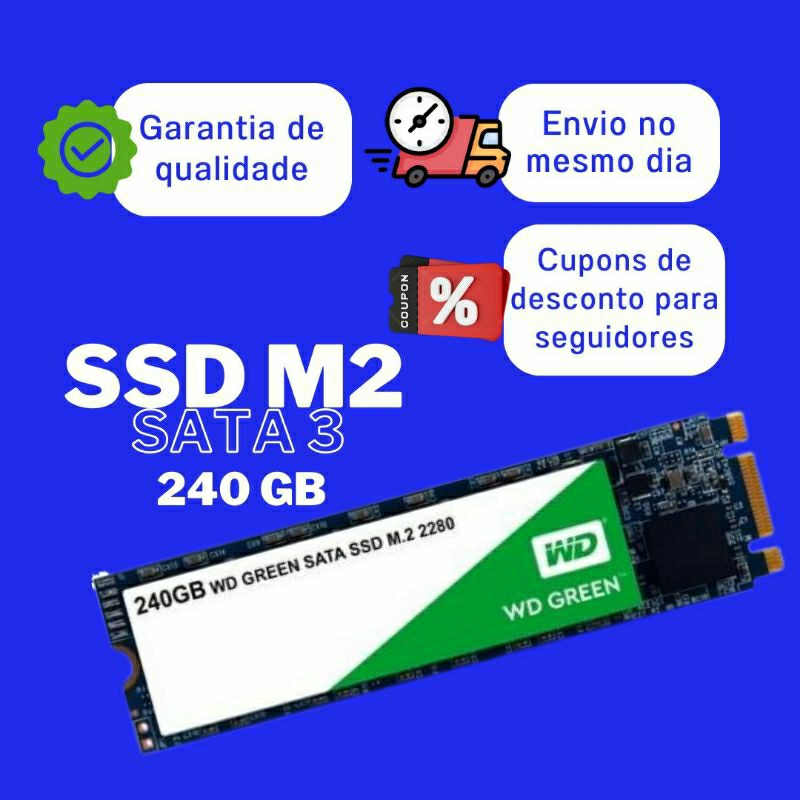 SSD WD Green 240GB SATA III Leitura 545MB A 560MB/s , Escreva
