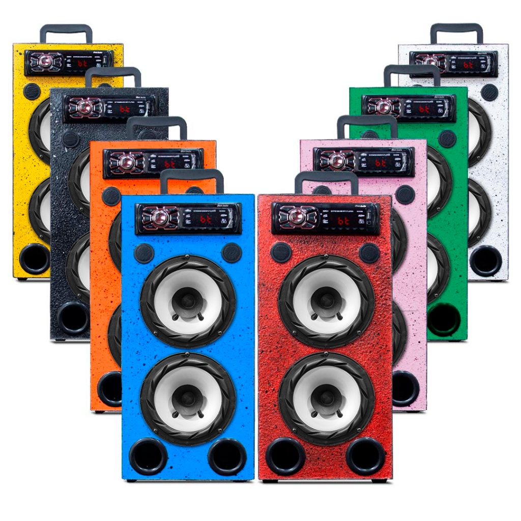 Caixa Residencial Colorida Radio Bluetooth + Par Falante 6 Polegadas + Par Tweeter - Caixa Colorida Rosa, Verde, Vermelha, Amarela, Preto, Branco, Azul, Laranja