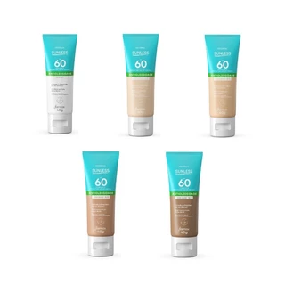 Protetor Solar Facial FPS60 com base e sem base 40g Sunless