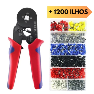 Kit Alicate Crimpar Prensa Box Com 1200 Terminal Ilhós 0,25 A 10mm