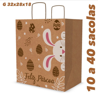 KIT 10~40 Sacola Eco (Pfm) Feliz Pascoa (Páscoa Ideia 2024)