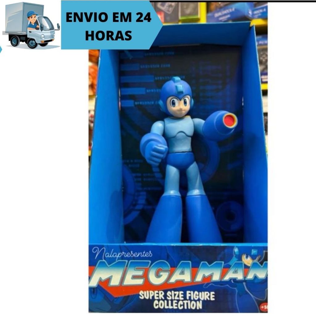 Boneco Mega Man Articulável 27cm de Vinil Brinquedo Colecionável