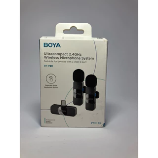 BOYA BY-V20 Microfone ANS lapela sem fio/redução de ruídos USB c /Conector Lightning