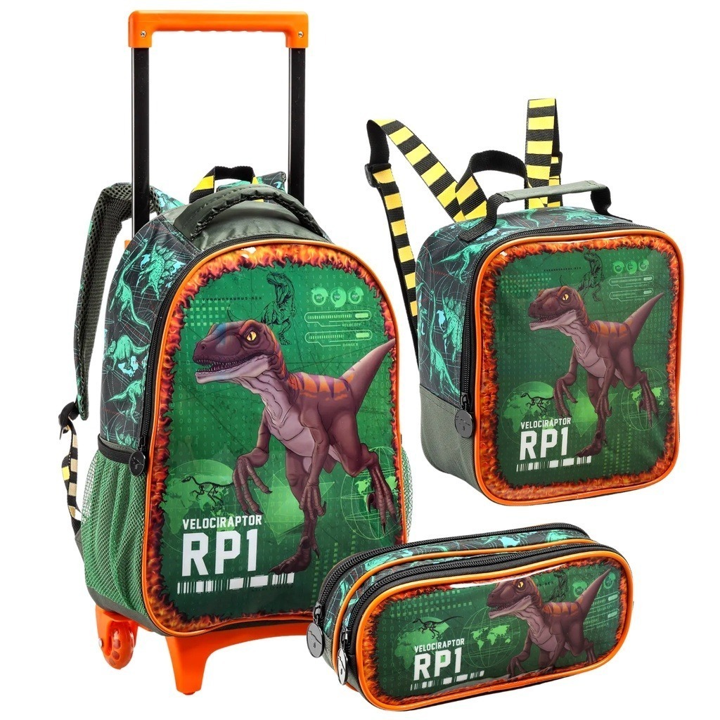 Kit Mochila Infantil Escolar Menino Reforçada Dinossauro Masculina ...