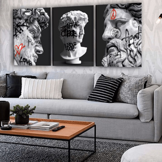 3 Quadros Decorativos Grande 50x70 Grafite Mitologia Grego