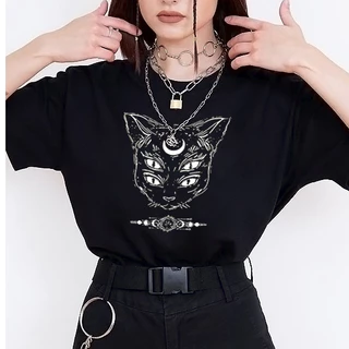 Camiseta feminina gato místico