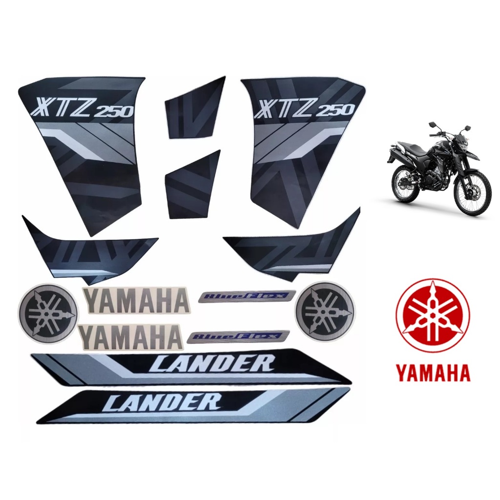 Kit Jogo Faixa Adesivo Lander 250 2021 2022 Moto Preta | Shopee Brasil