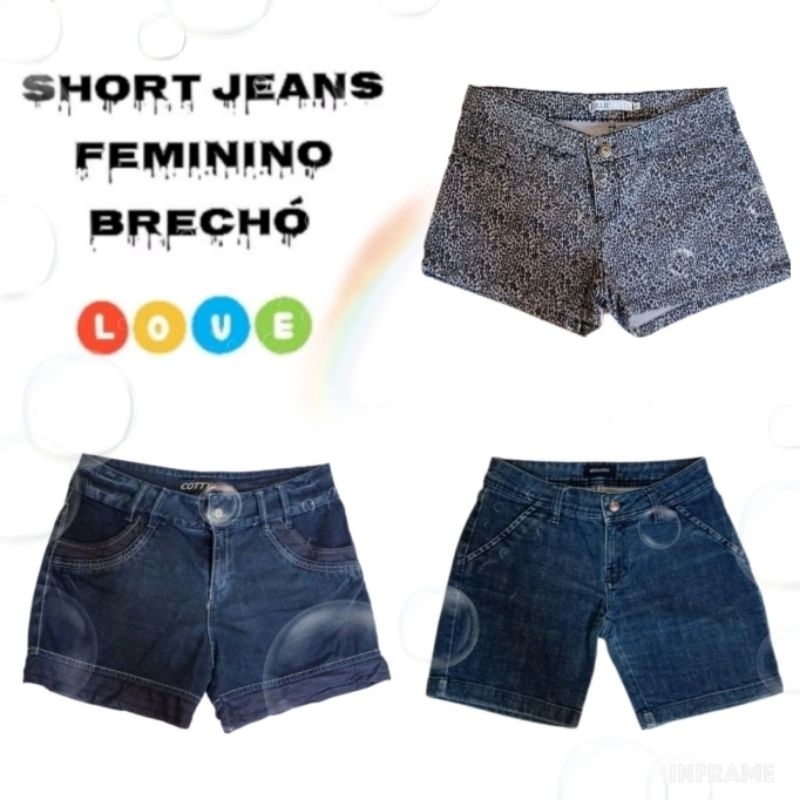 Short jeans feminino 36 38 40 42 Brechó Pool Villon Hering Wangler 💚