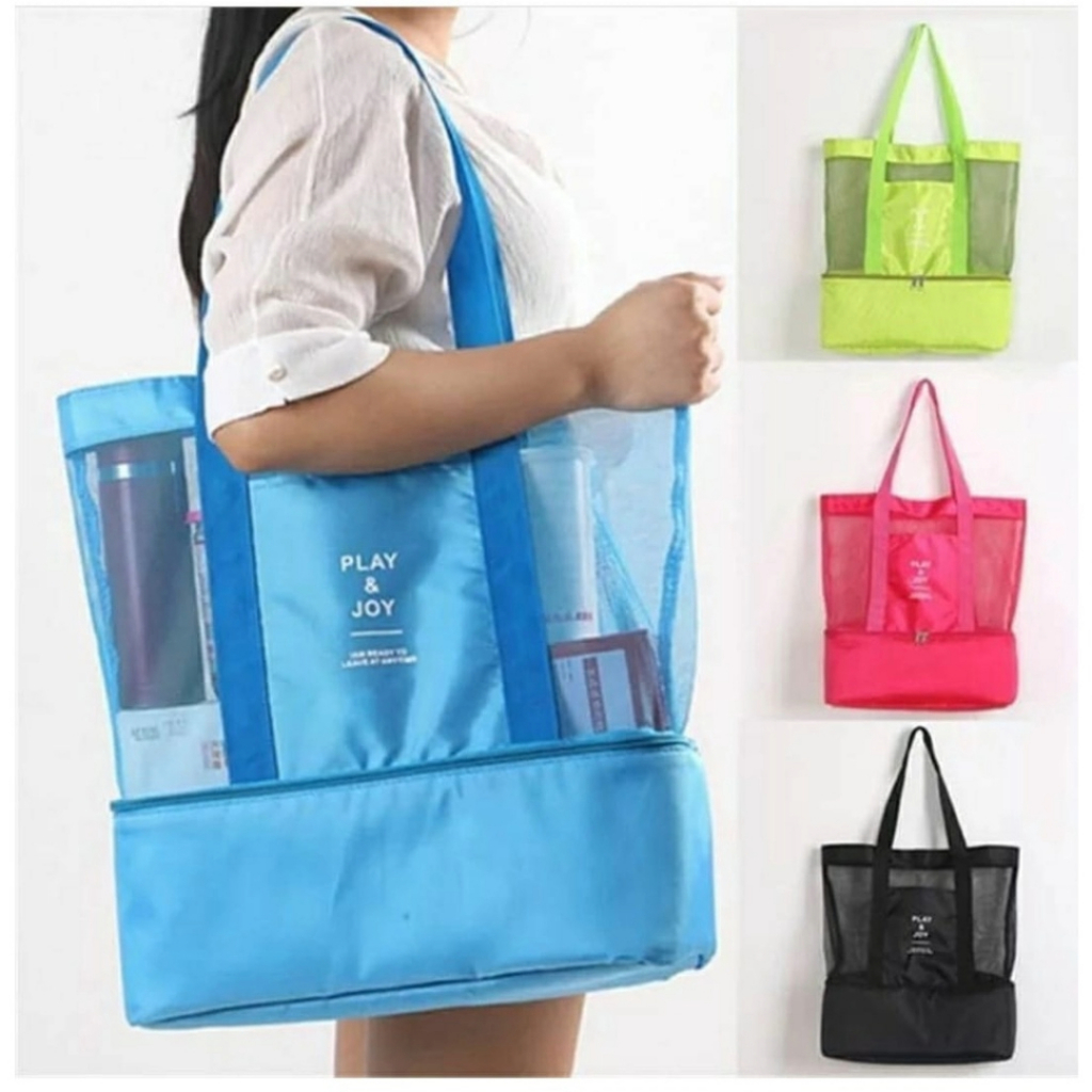 Bolsa Feminina Térmica Grande De Ombro Praia Piquenique Viagem Rede ...