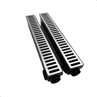 1 Metro Ralo Linear Sifonado Pluvial Com Grelha Em Alumínio (2 PÇ 6X50CM) P/QUINTAL PISCINA JARDIM