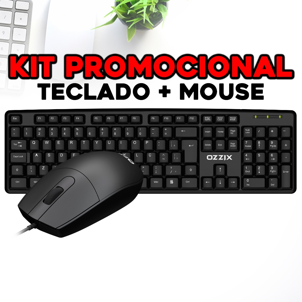 Kit Teclado e Mouse Português ABNT2 Usb para Escritório Escola Faculdade Home Office Original Ozzix
